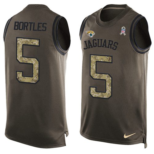Nike Jaguars #5 Blake Bortles Green Men's Stitched NFL Limited Salute To Service Tank Top Jersey - Click Image to Close